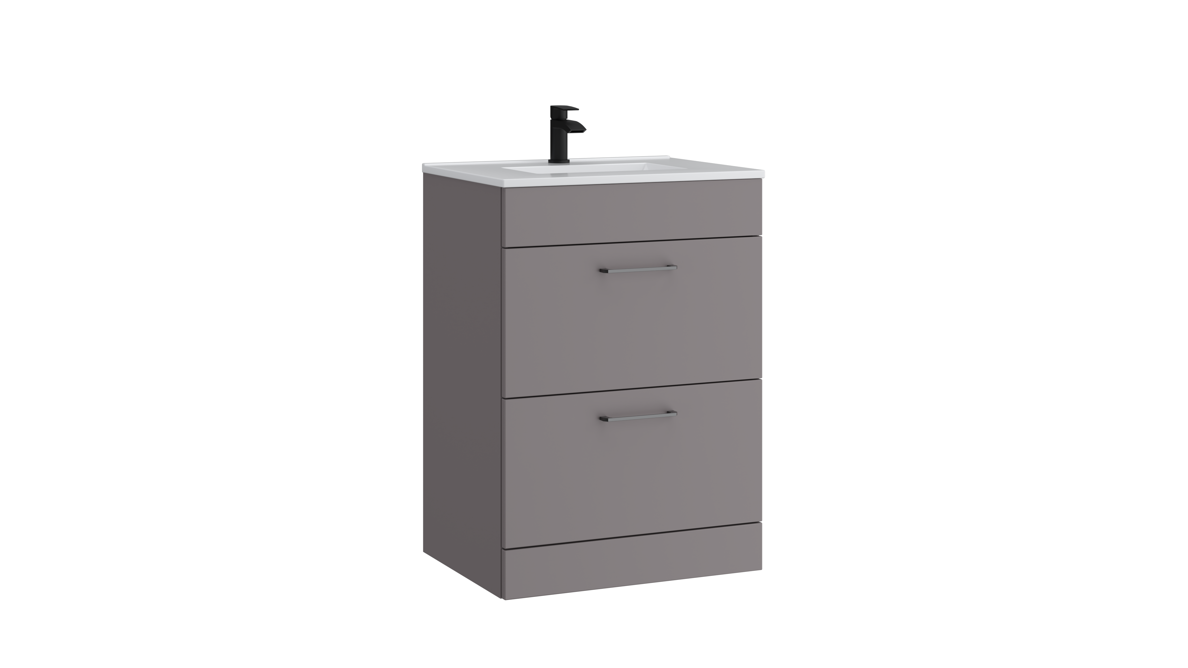 Dove 600mm 2 Drawer Floor Standing Unit with Ceramic Basin – Slate Grey - Tuskan Tiles