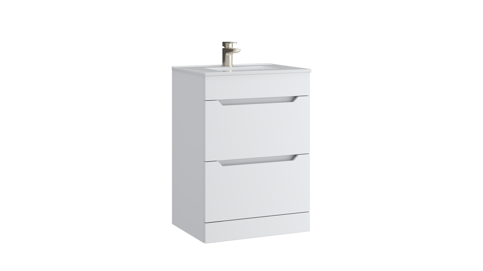 Urban 600mm 2 Drawer Floor Standing Unit with Ceramic Basin – Matt White - Tuskan Tiles