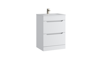 Urban 600mm 2 Drawer Floor Standing Unit with Ceramic Basin – Matt White - Tuskan Tiles