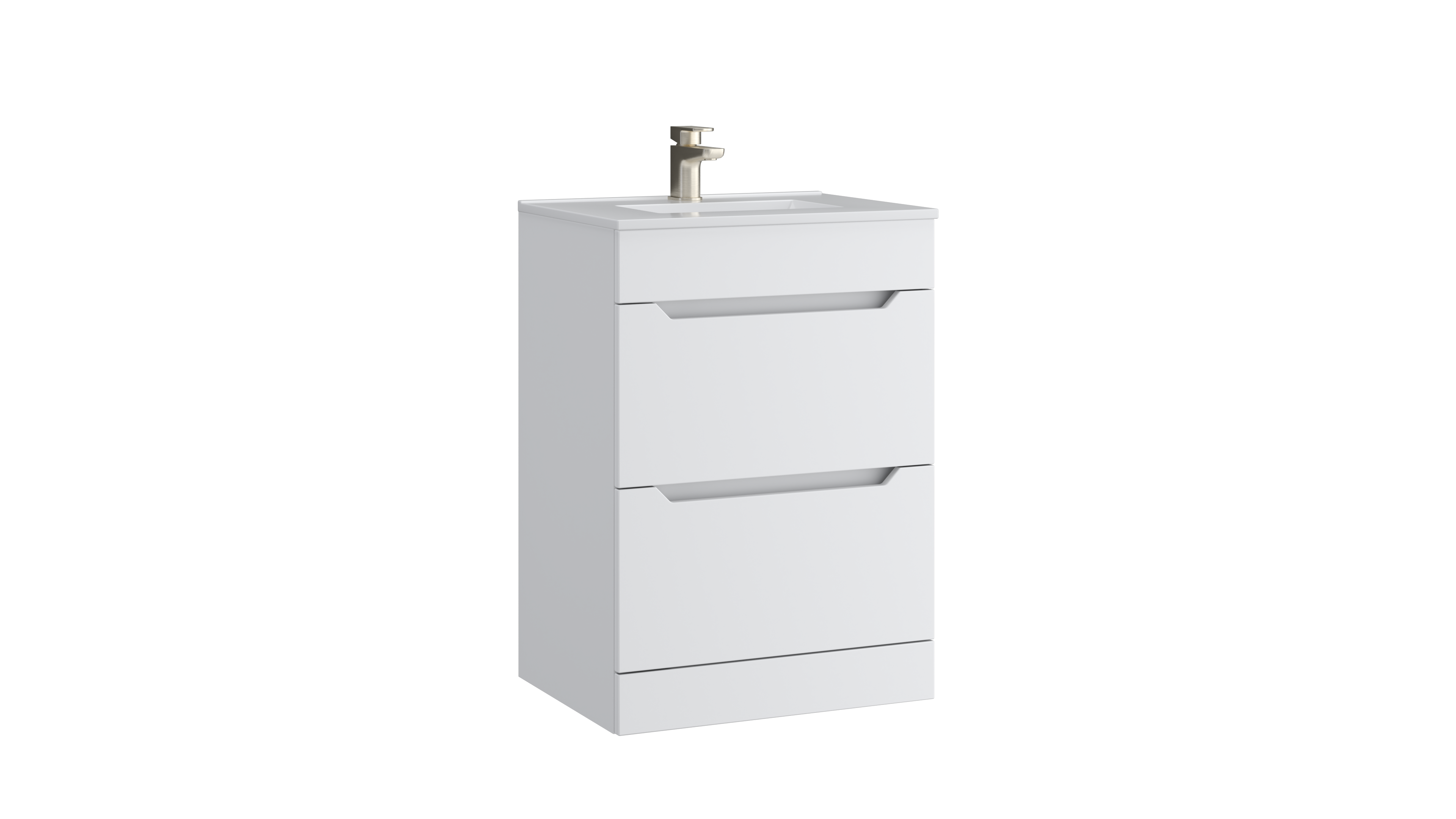 Urban 600mm 2 Drawer Floor Standing Unit with Ceramic Basin – Matt White - Tuskan Tiles