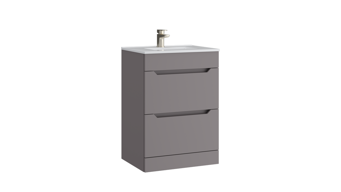 Urban 600mm 2 Drawer Floor Standing Unit with Ceramic Basin – Slate Grey - Tuskan Tiles