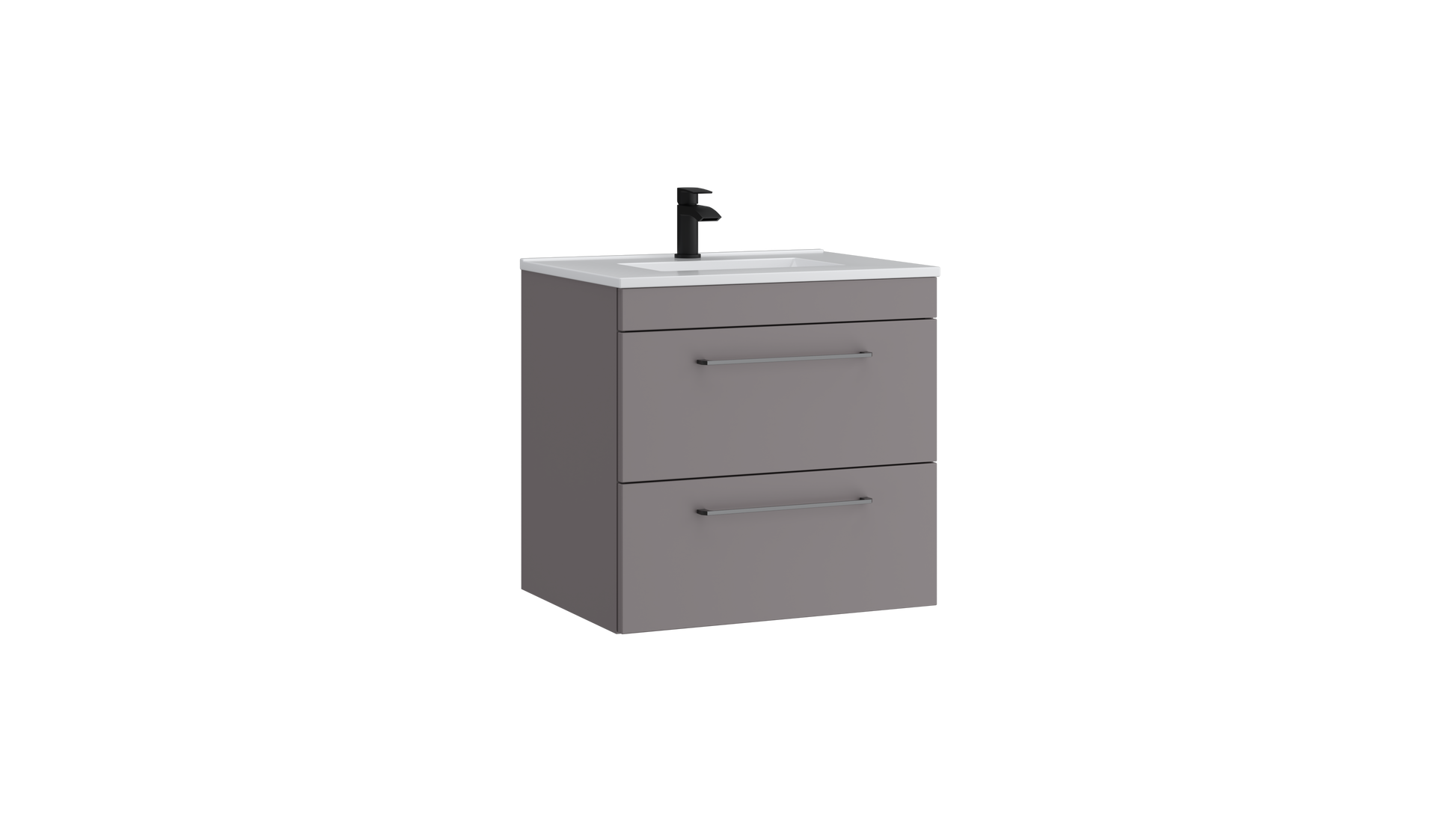 Dove 600mm 2 Drawer Wall Mounted Unit with Ceramic Basin – Slate Grey - Tuskan Tiles