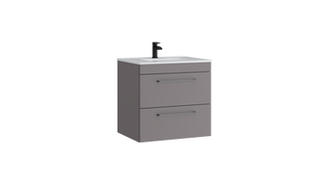 Dove 600mm 2 Drawer Wall Mounted Unit with Ceramic Basin – Slate Grey - Tuskan Tiles