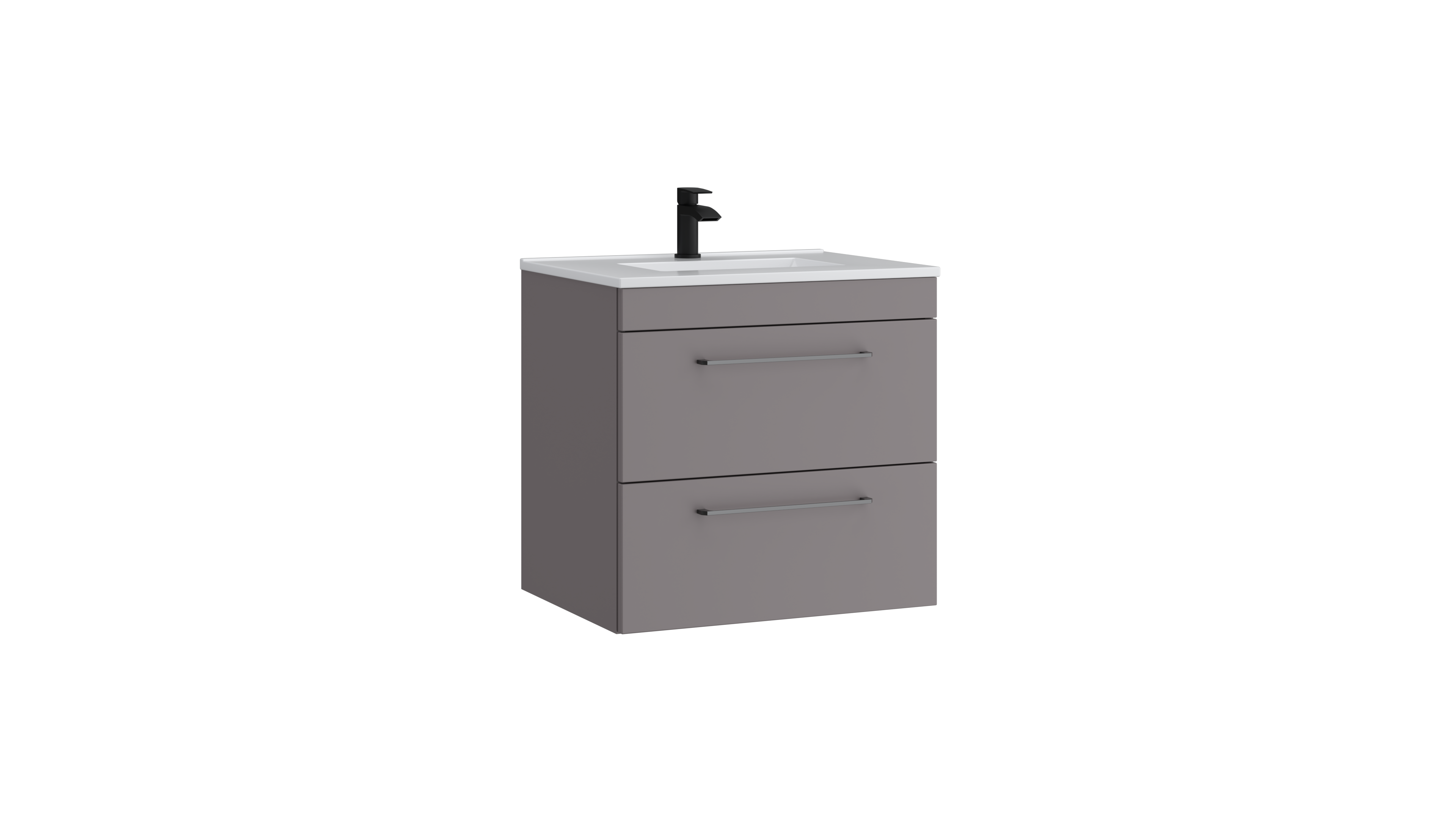 Dove 600mm 2 Drawer Wall Mounted Unit with Ceramic Basin – Slate Grey - Tuskan Tiles