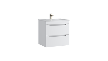 Urban 600mm 2 Drawer Wall Mounted Unit with Ceramic Basin – Matt White - Tuskan Tiles