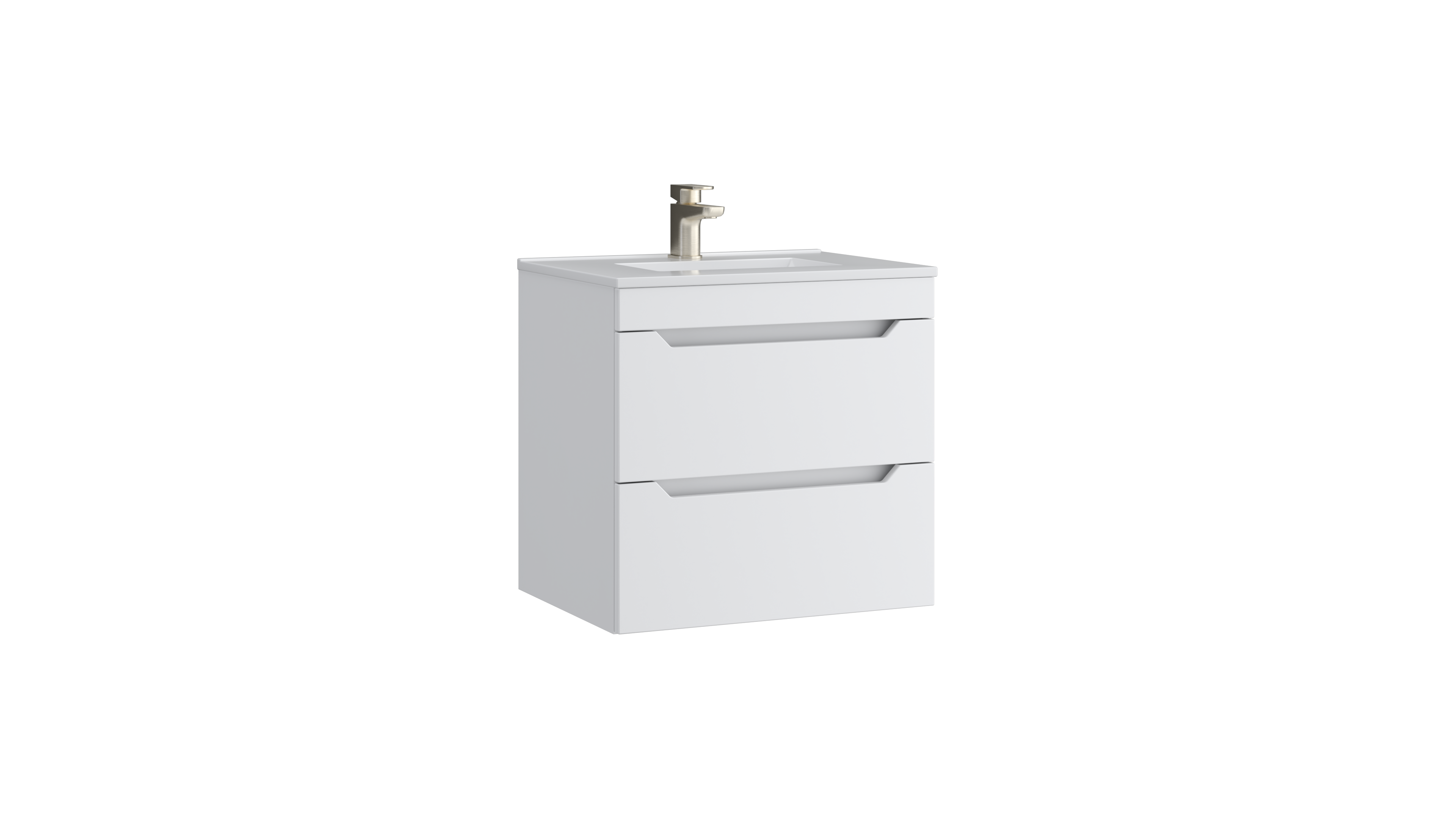 Urban 600mm 2 Drawer Wall Mounted Unit with Ceramic Basin – Matt White - Tuskan Tiles