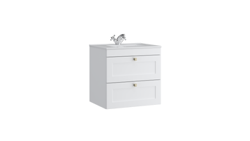 Sanctuary 600mm 2 Drawer Wall Mounted Unit with Ceramic Basin – Matt White - Tuskan Tiles