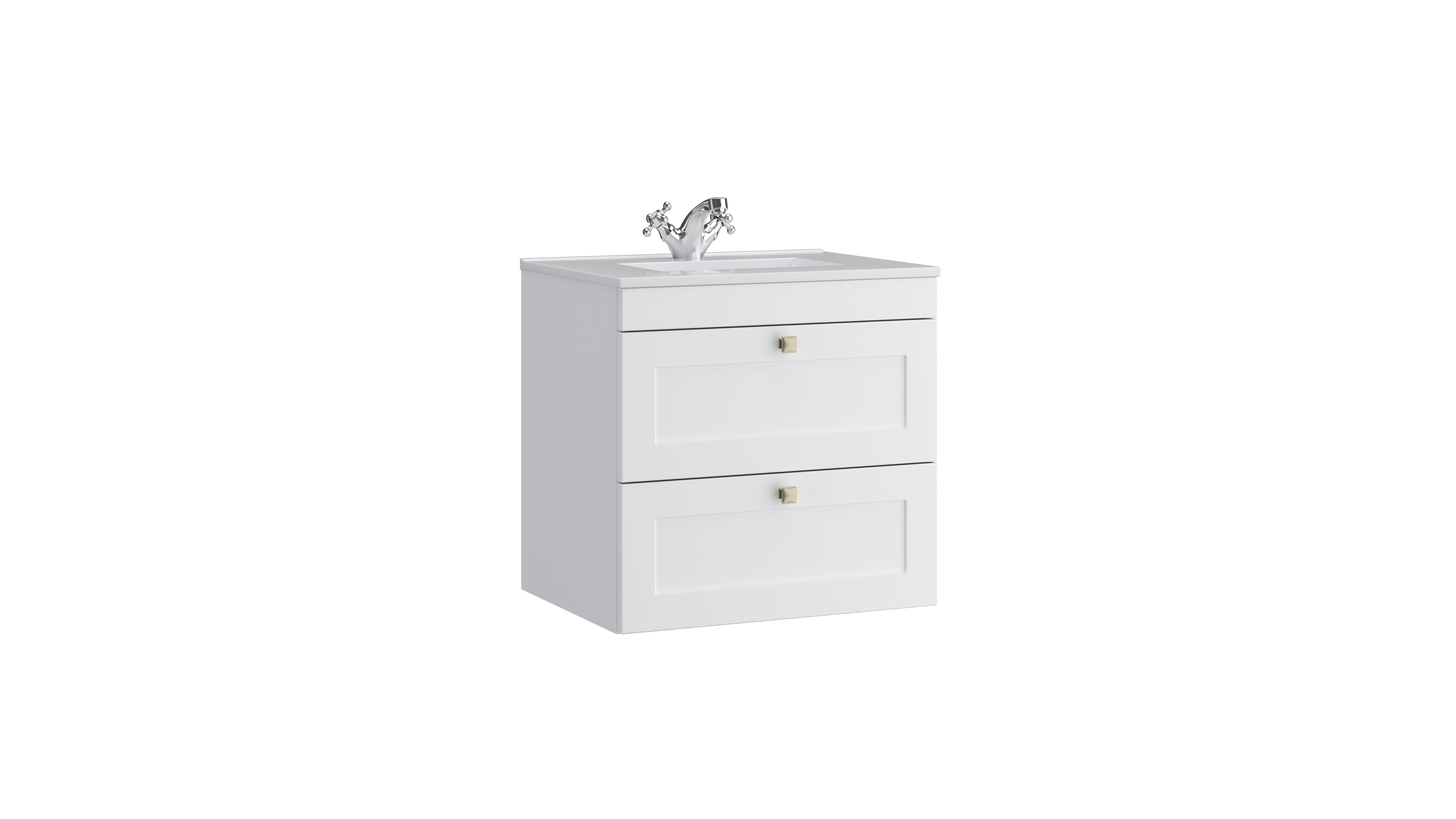 Sanctuary 600mm 2 Drawer Wall Mounted Unit with Ceramic Basin – Matt White - Tuskan Tiles