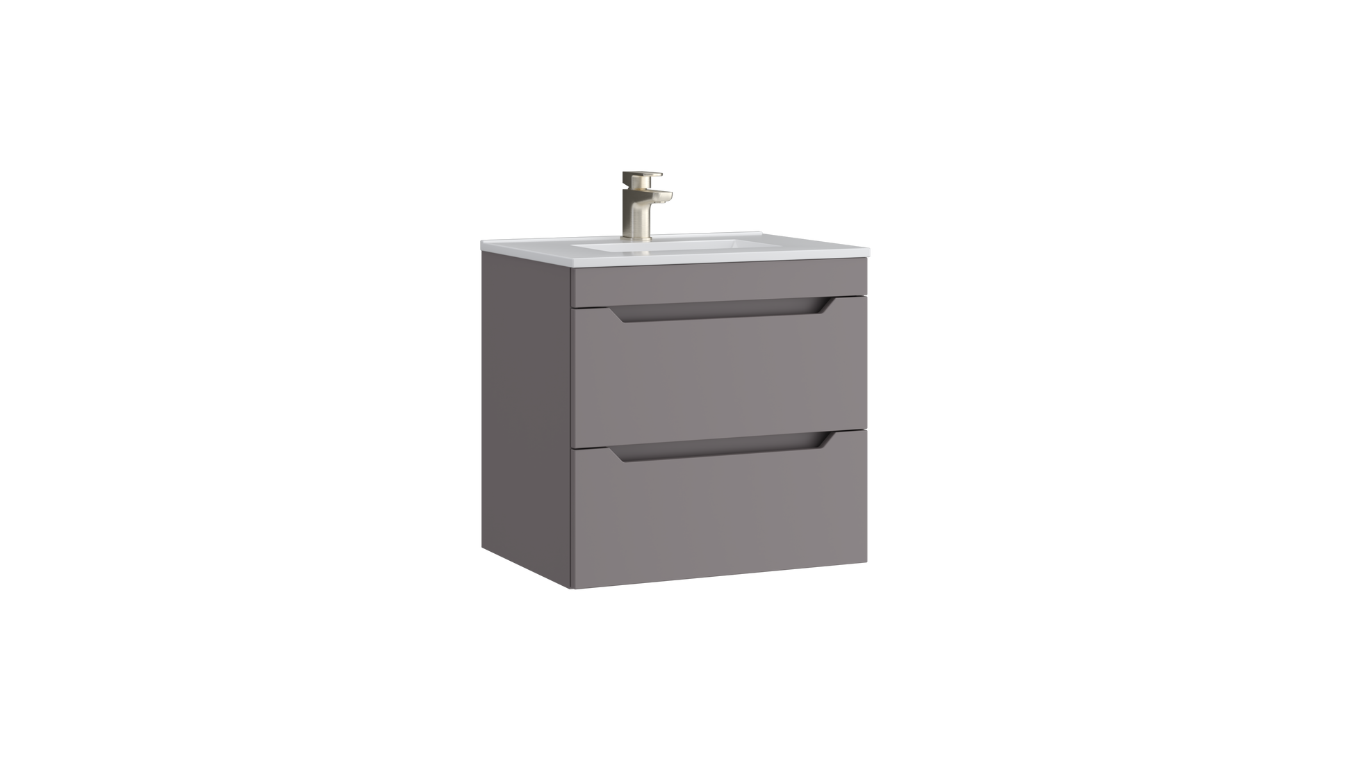 Urban 600mm 2 Drawer Wall Mounted Unit with Ceramic Basin – Slate Grey - Tuskan Tiles