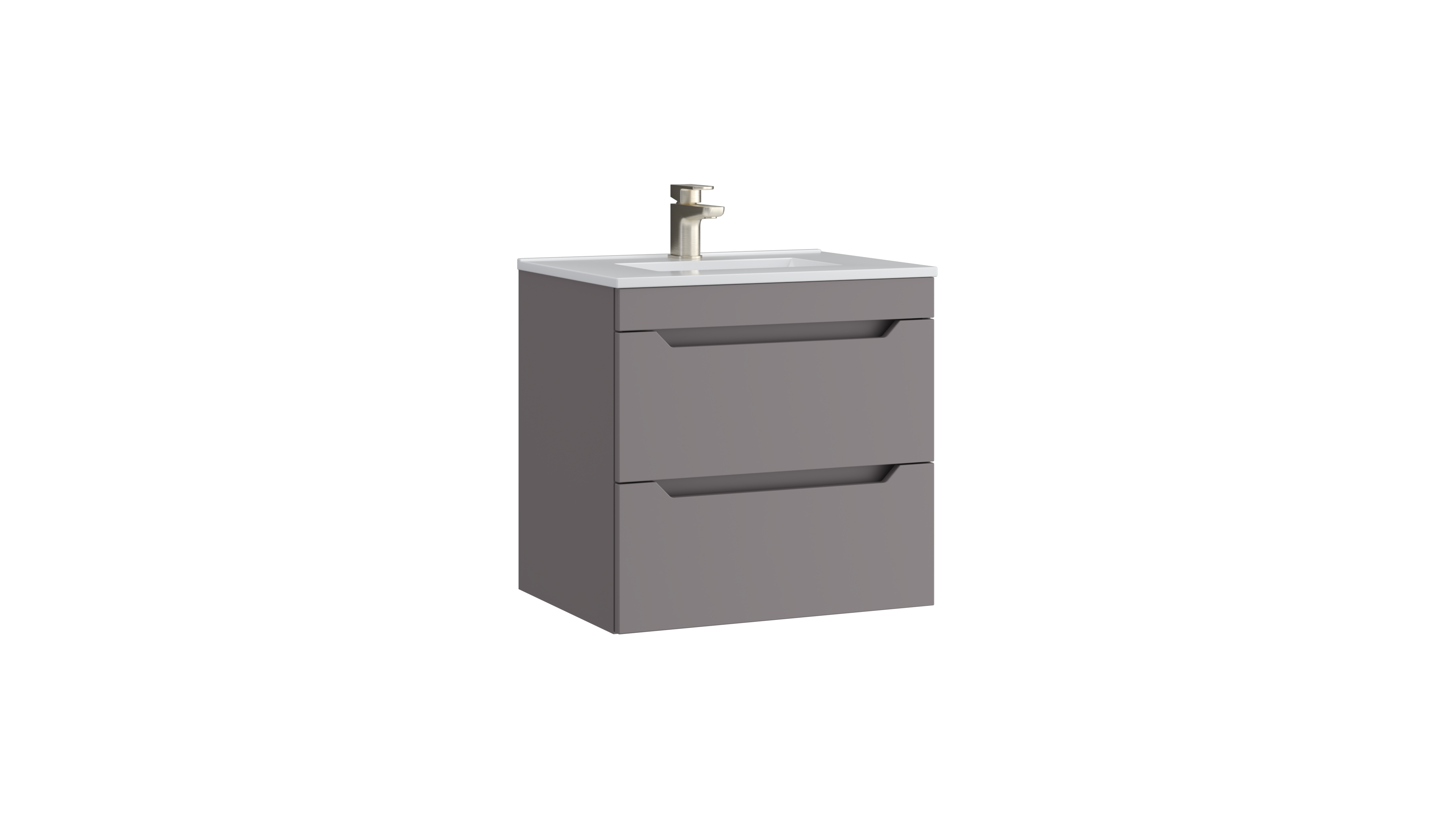 Urban 600mm 2 Drawer Wall Mounted Unit with Ceramic Basin – Slate Grey - Tuskan Tiles