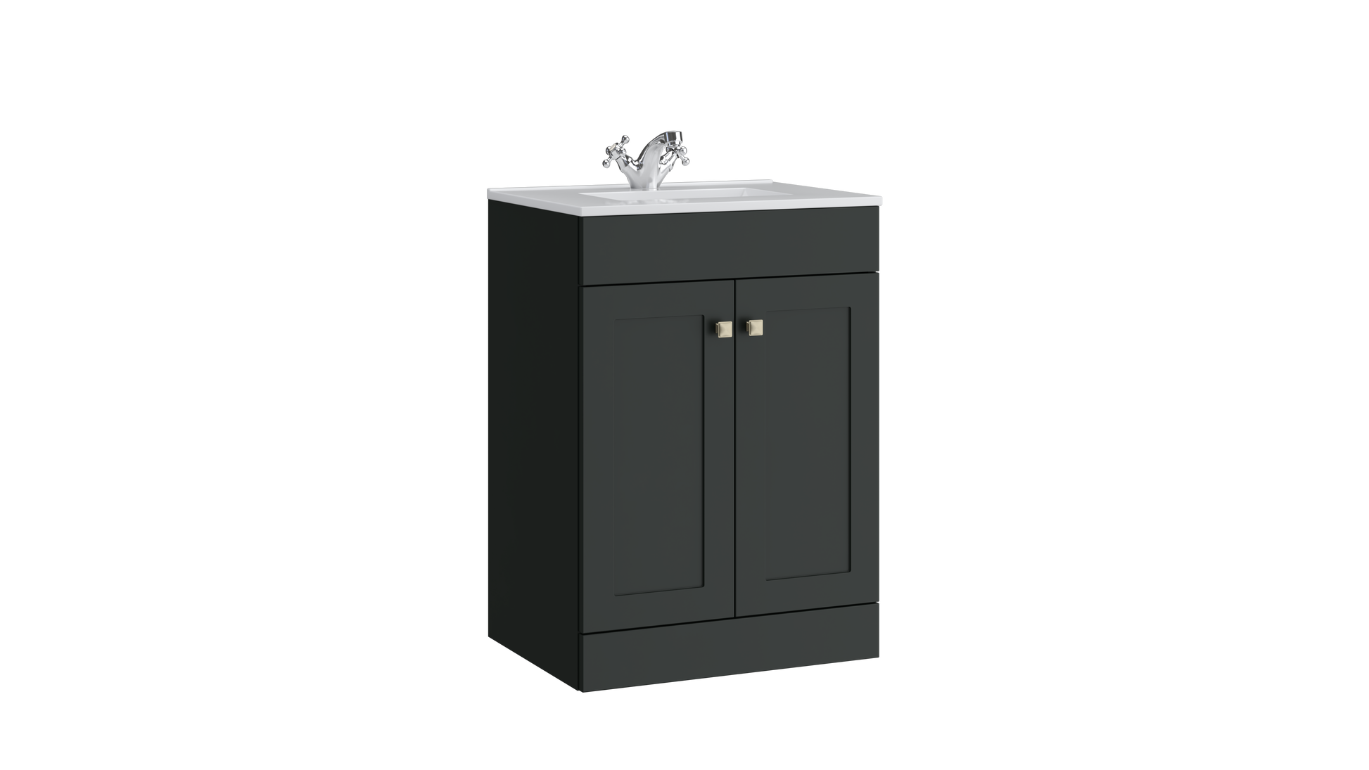 Sanctuary 600mm 2 Door Floor Standing Unit with Ceramic Basin – Matt Anthracite - Tuskan Tiles