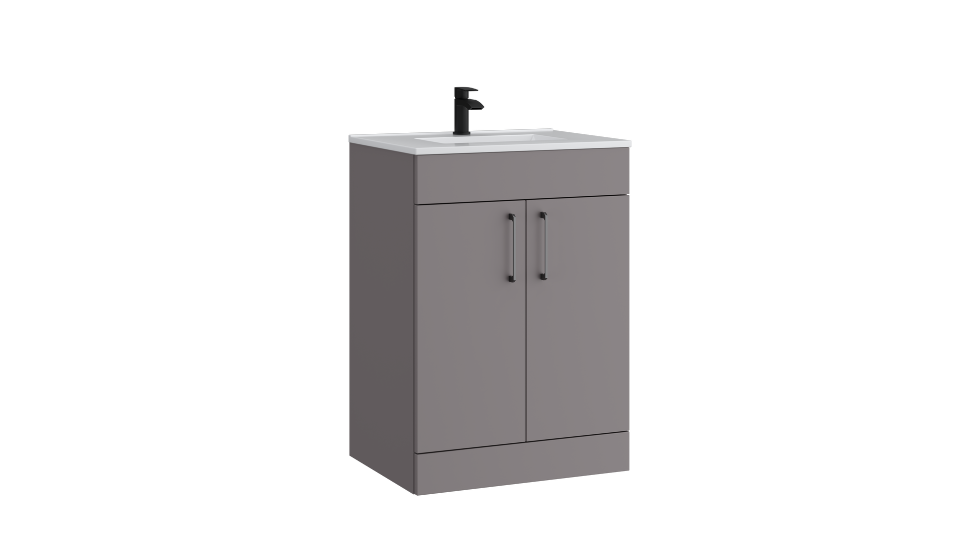 Dove 600mm 2 Door Floor Standing Unit with Ceramic Basin – Slate Grey - Tuskan Tiles