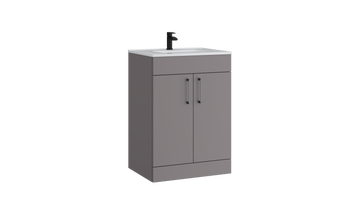 Dove 600mm 2 Door Floor Standing Unit with Ceramic Basin – Slate Grey - Tuskan Tiles
