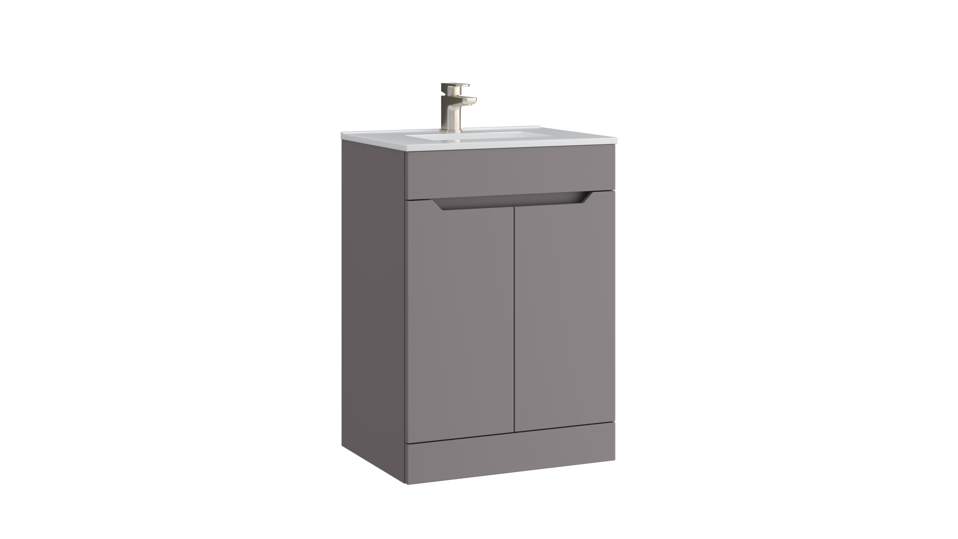 Urban 600mm 2 Door Floor Standing Unit with Ceramic Basin – Slate Grey - Tuskan Tiles