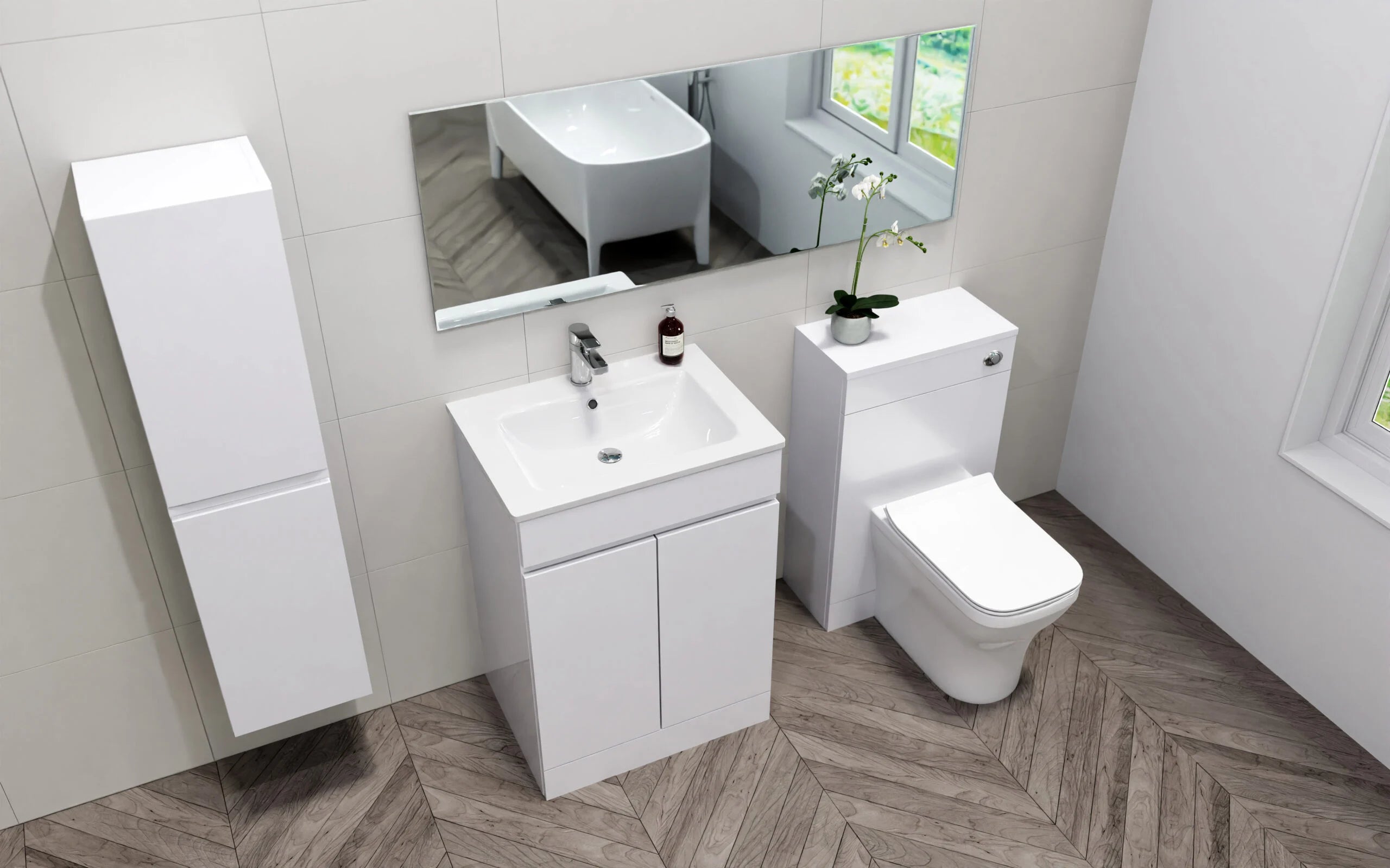 Atlantis 600mm Vanity Unit with Basin – White - Tuskan Tiles