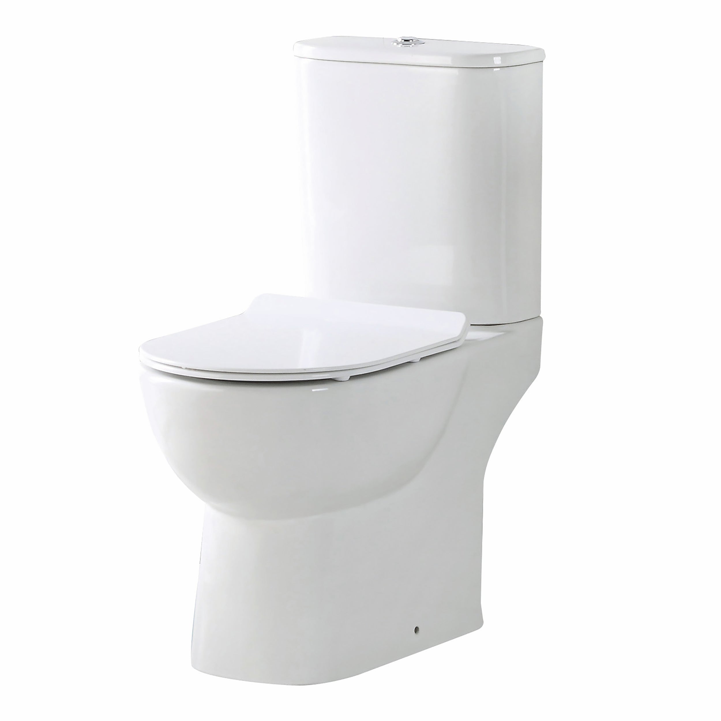 Belini 430mm Rimless Pan Open Back Coupled Toilet with Cistern & Soft Close Seat