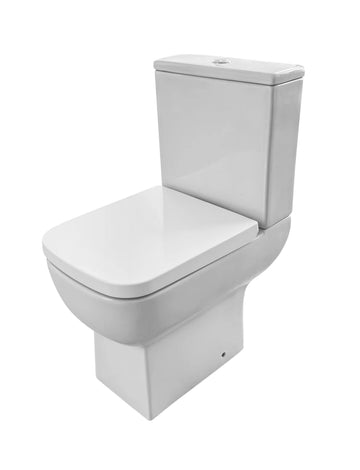 Coupled Toilet with Open Back Pan, Seat & Ceramic Cistern