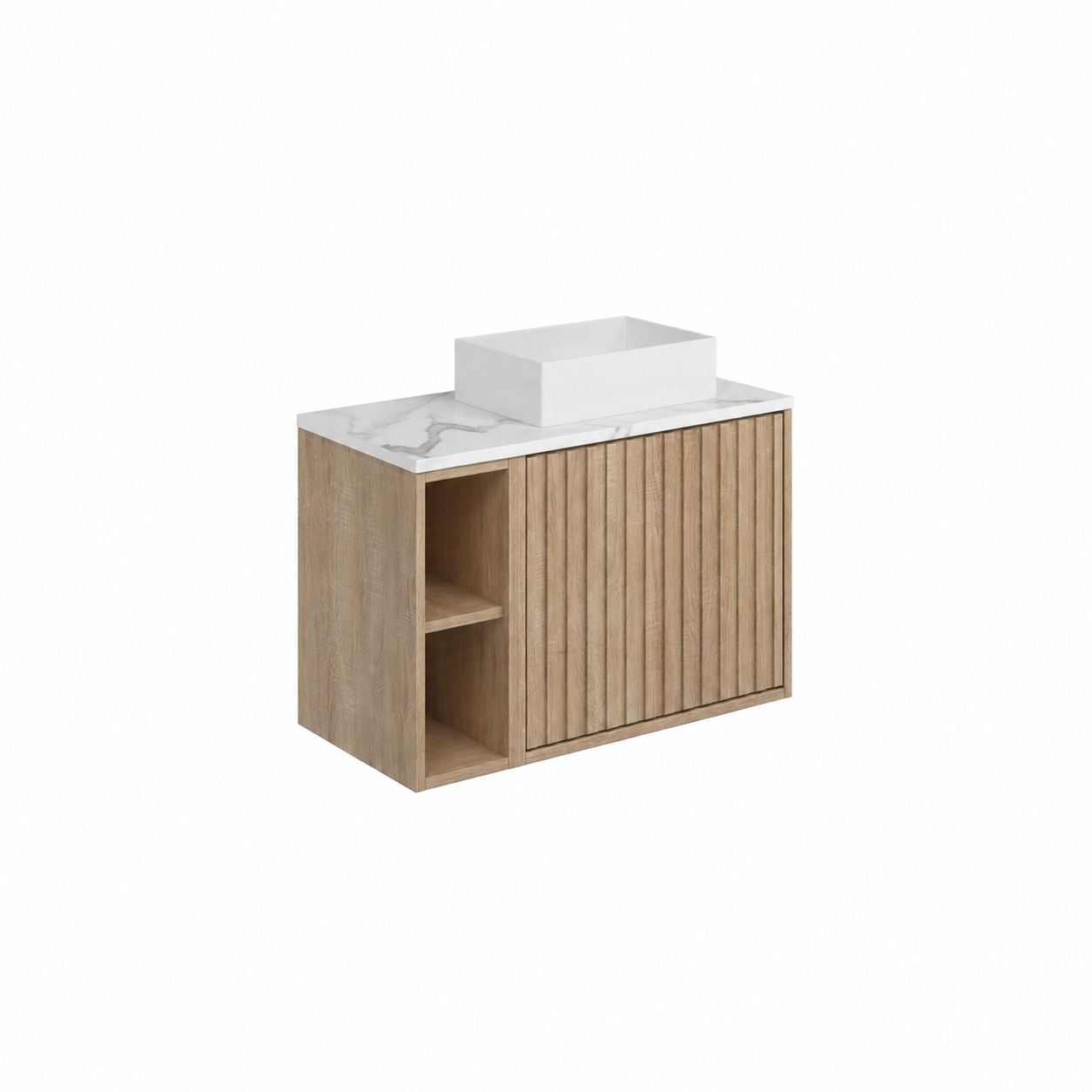 Alfie 600mm Vanity with 200mm Open Unit & Carrara Worktop 790 x 395 x 12mm