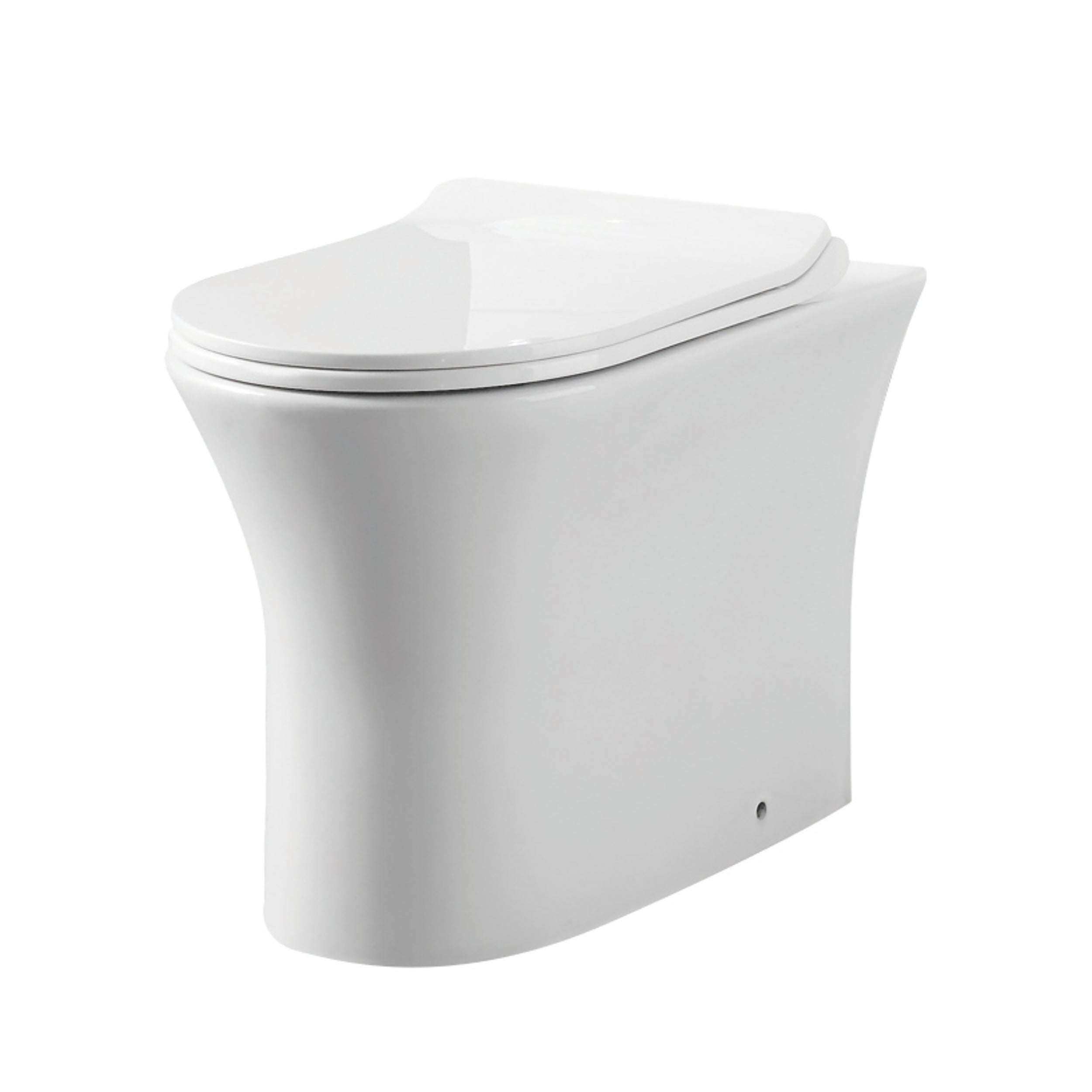 Deia 455mm Rimless Comfort Height Back to Wall Toilet Pan with Slim Soft Close Seat