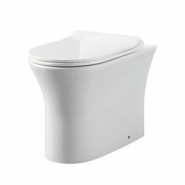 Deia 455mm Rimless Comfort Height Back to Wall Toilet Pan with Slim Soft Close Seat