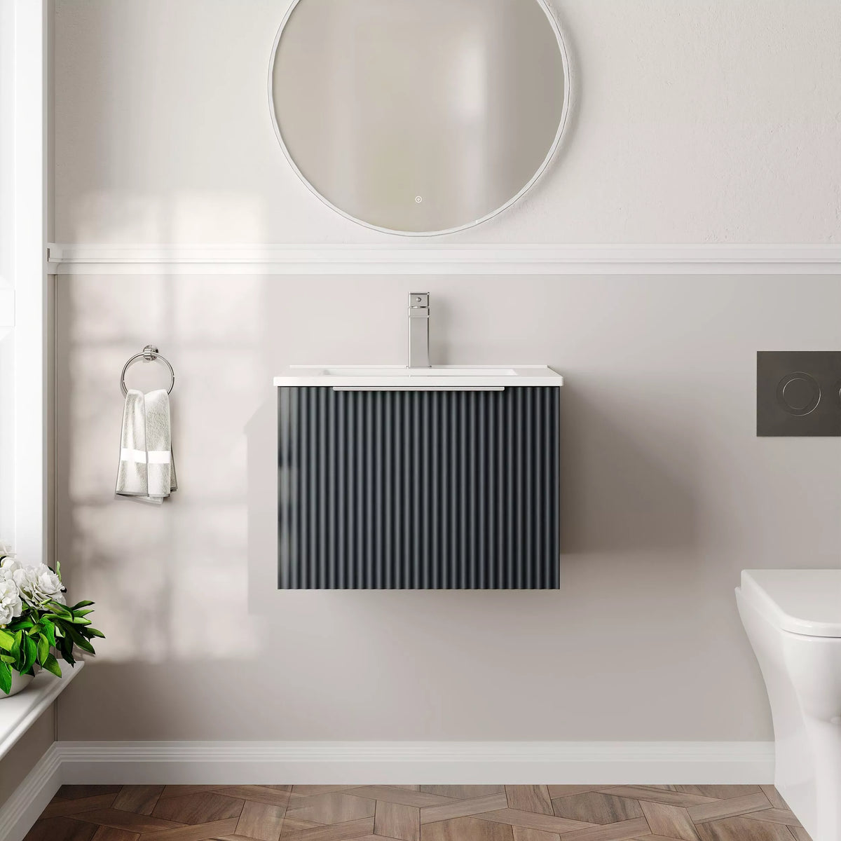 Hudson Reed Fluted 500mm 1 Drawer Wall Hung Vanity Unit & Basin