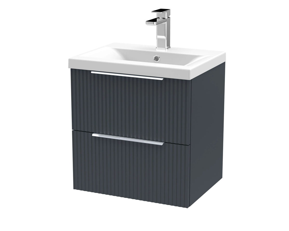 Hudson Reed Fluted 500mm 2 Drawer Wall Hung Vanity Unit & Basin