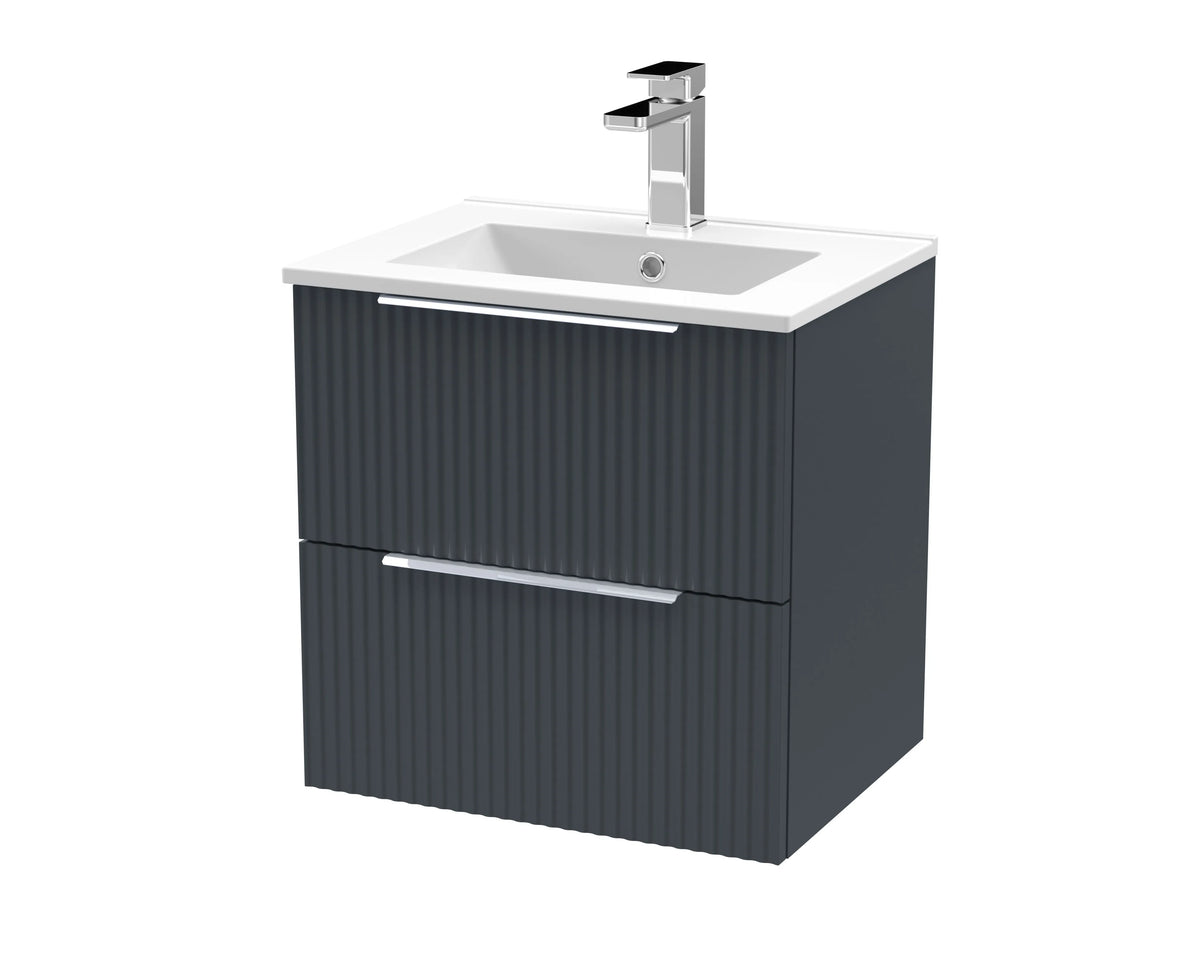 Hudson Reed Fluted 500mm 2 Drawer Wall Hung Vanity Unit & Basin