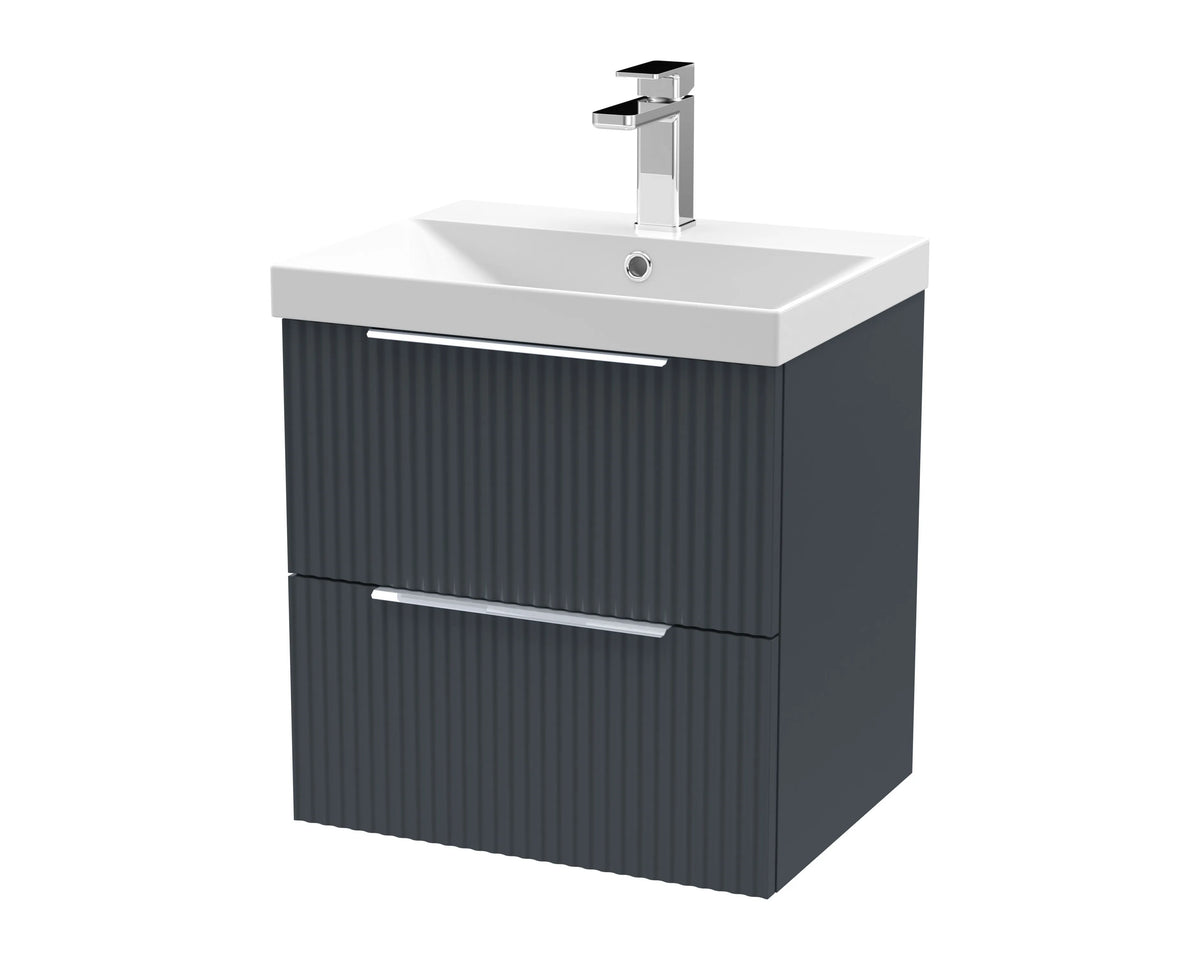 Hudson Reed Fluted 500mm 2 Drawer Wall Hung Vanity Unit & Basin