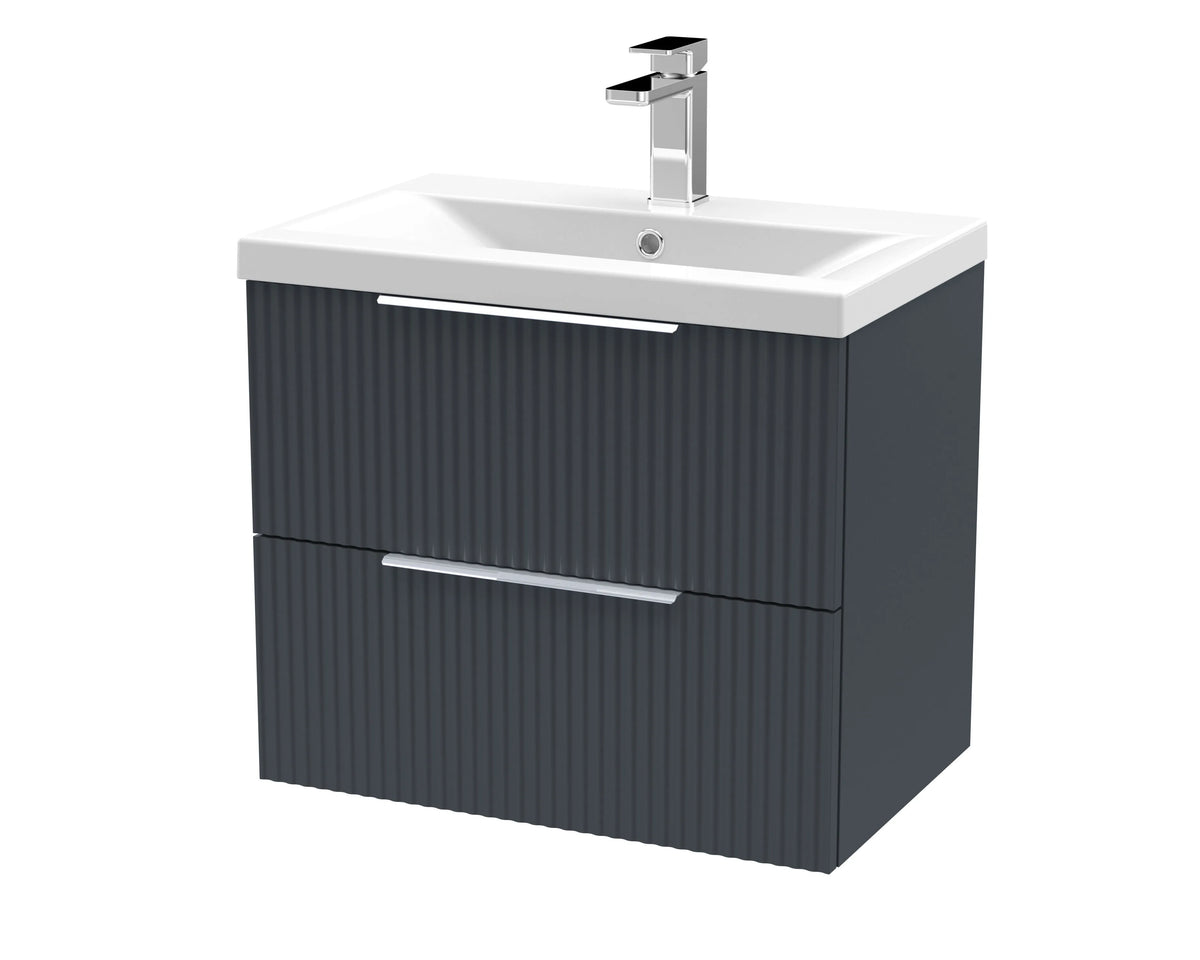 Hudson Reed Fluted 600mm 2 Drawer Wall Hung Vanity Unit & Basin