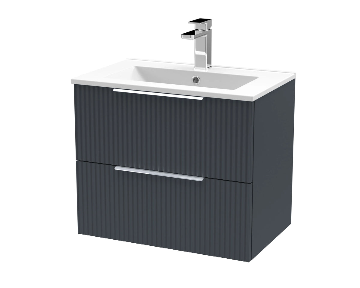 Hudson Reed Fluted 600mm 2 Drawer Wall Hung Vanity Unit & Basin