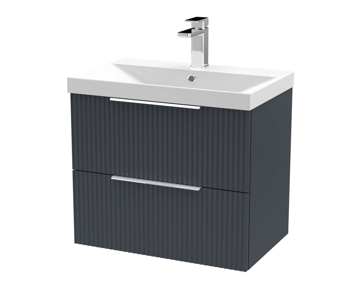 Hudson Reed Fluted 600mm 2 Drawer Wall Hung Vanity Unit & Basin