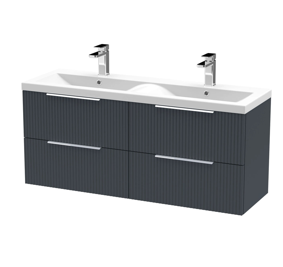 Hudson Reed Fluted 1200mm 4 Drawer Wall Hung Vanity Unit & Basin