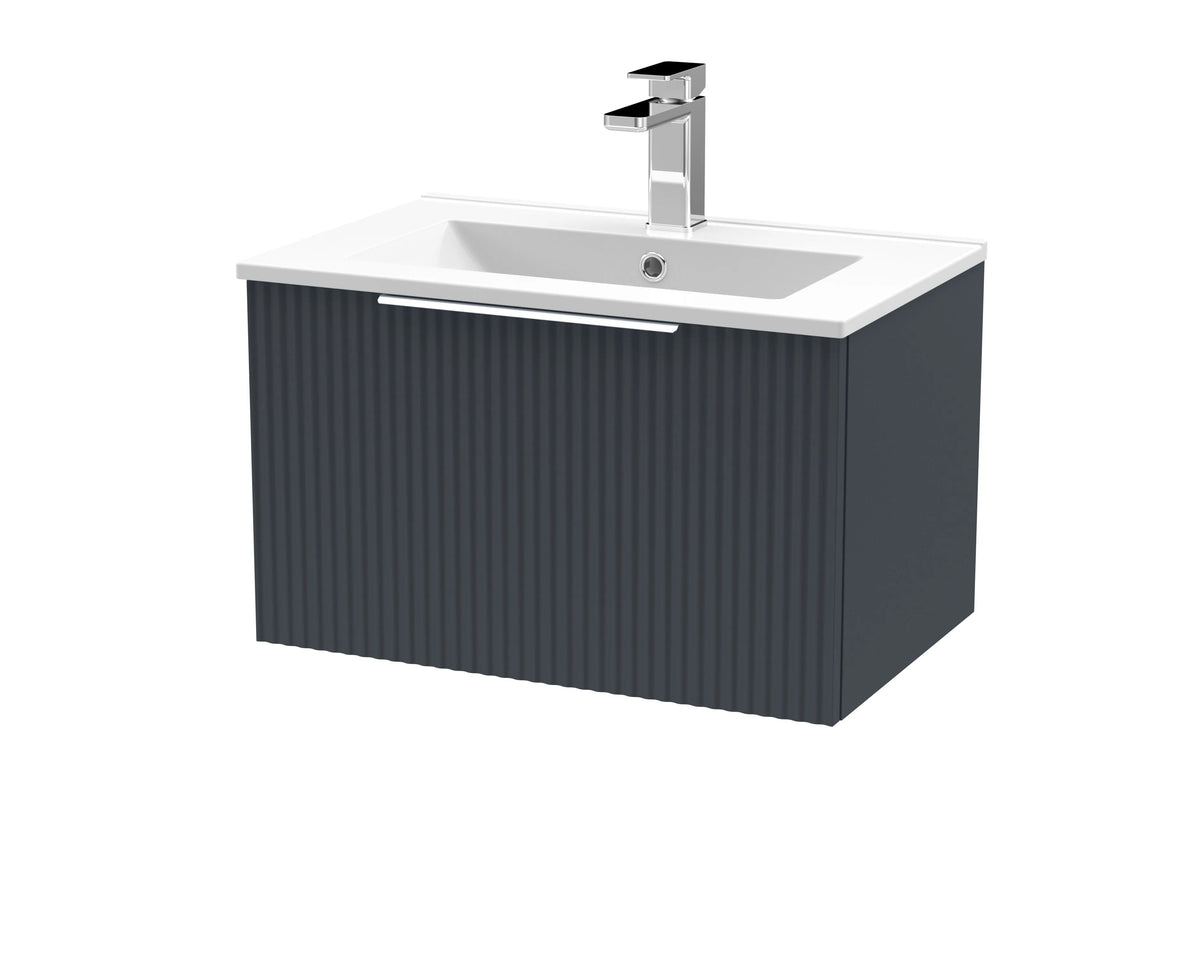 Hudson Reed Fluted 600mm 1 Drawer Wall Hung Vanity Unit & Basin