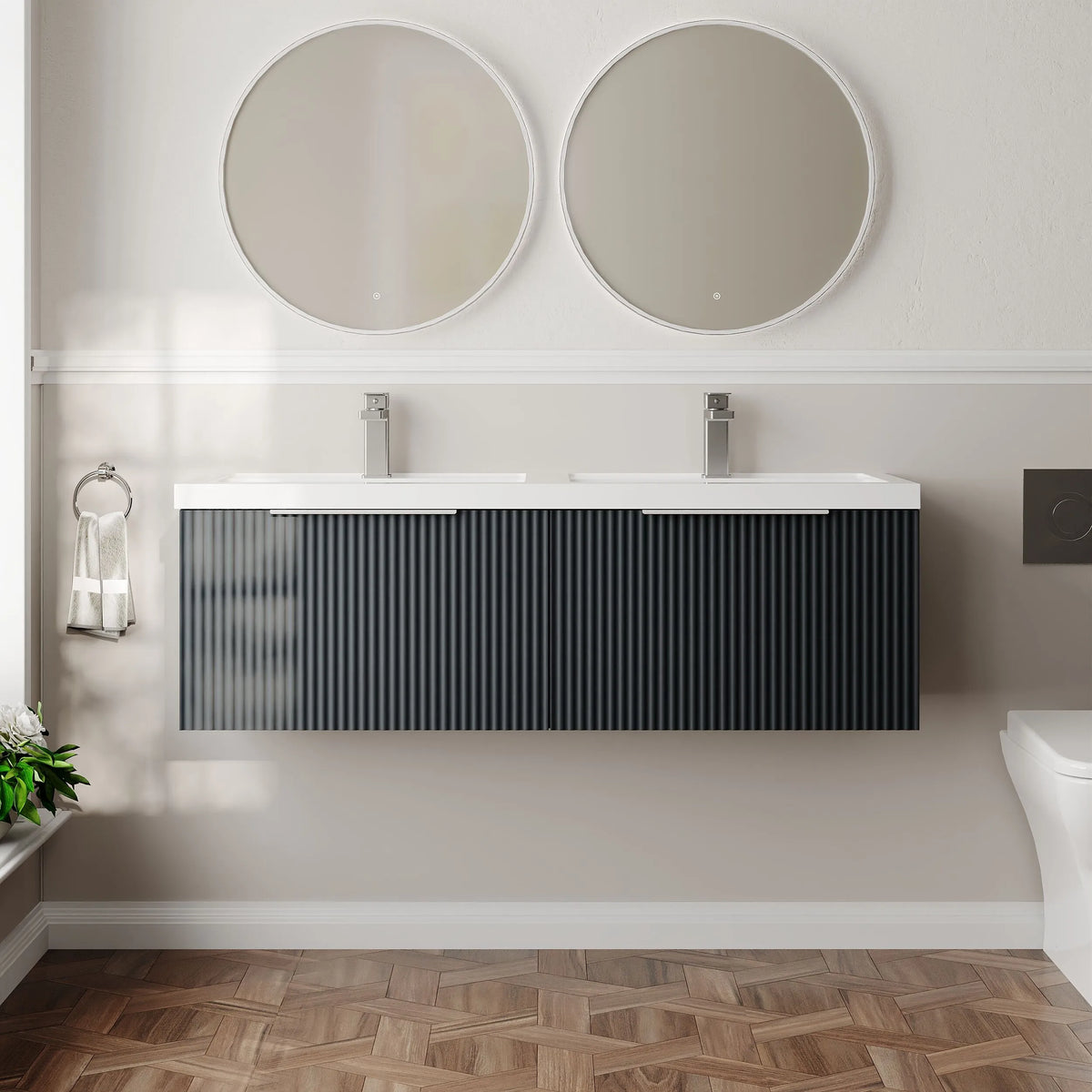 Hudson Reed Fluted 1200mm 2 Drawer Wall Hung Vanity Unit & Basin