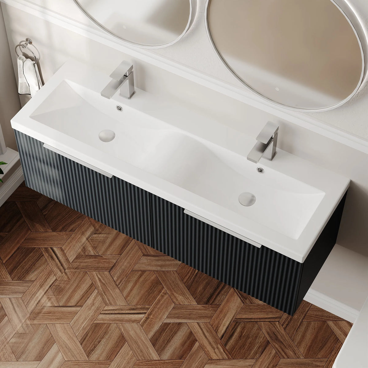 Hudson Reed Fluted 1200mm 2 Drawer Wall Hung Vanity Unit & Basin
