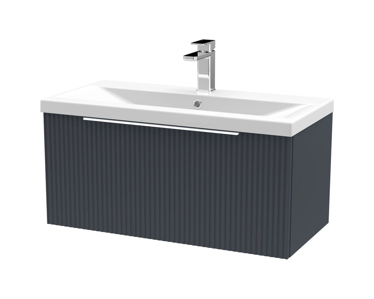 Hudson Reed Fluted 800mm 1 Drawer Wall Hung Vanity Unit & Basin