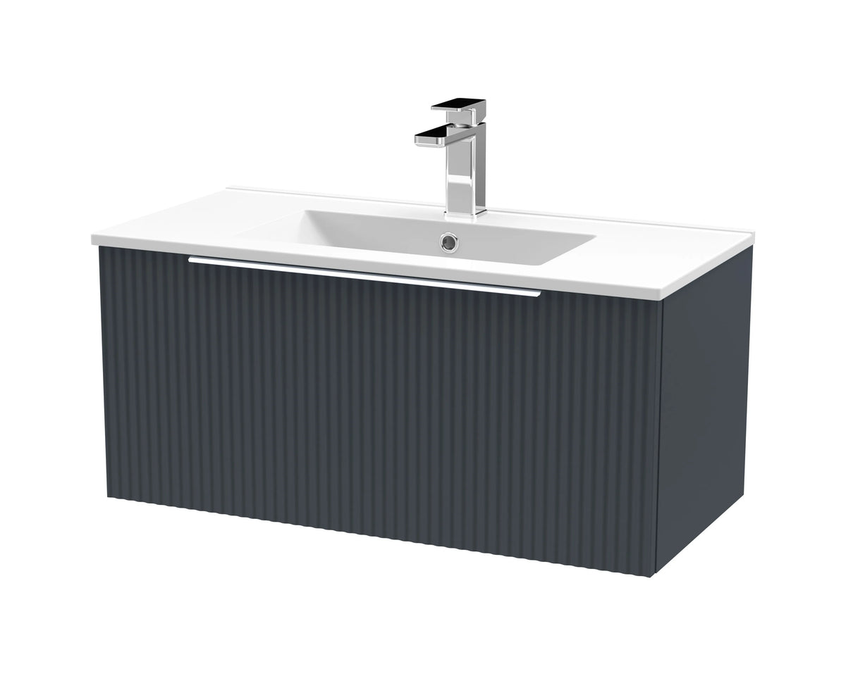 Hudson Reed Fluted 800mm 1 Drawer Wall Hung Vanity Unit & Basin