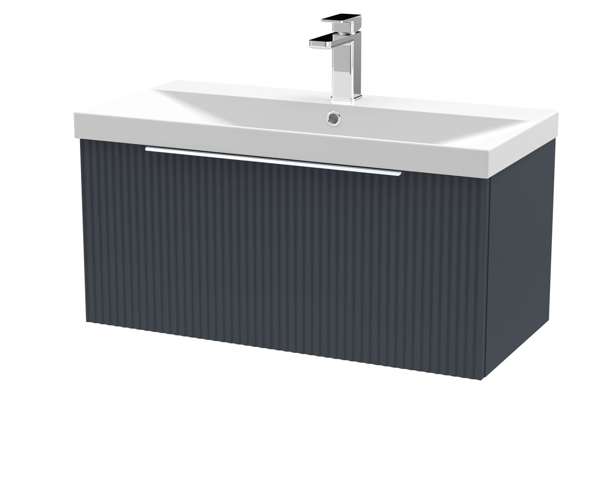 Hudson Reed Fluted 800mm 1 Drawer Wall Hung Vanity Unit & Basin