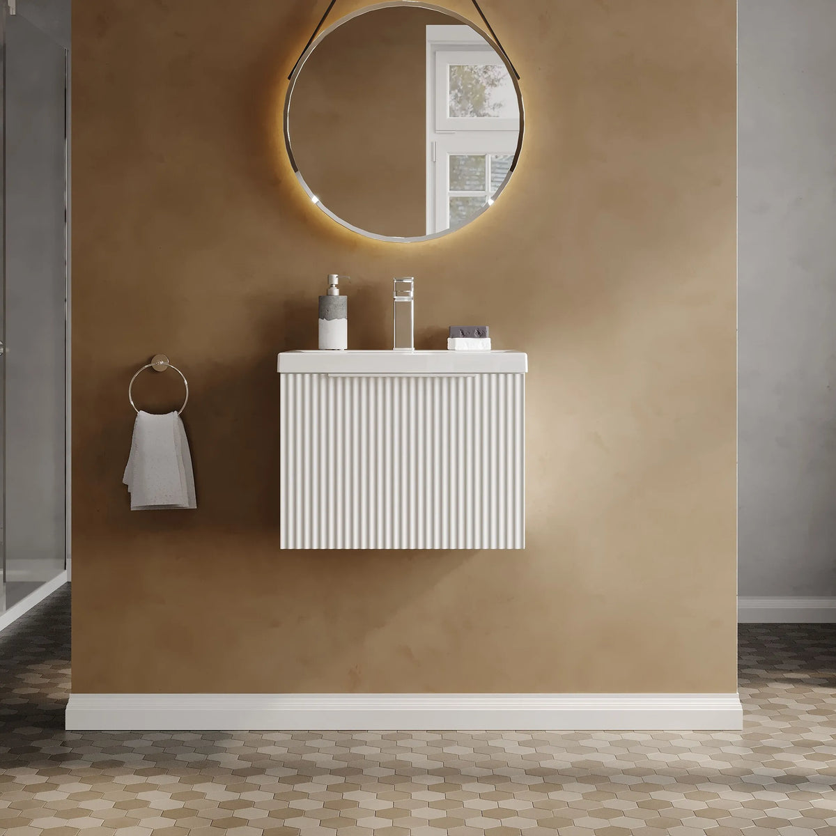 Hudson Reed Fluted 500mm 1 Drawer Wall Hung Vanity Unit & Basin