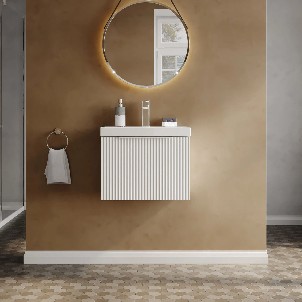 Hudson Reed Fluted 500mm 1 Drawer Wall Hung Vanity Unit & Basin