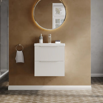 Hudson Reed Fluted 500mm 2 Drawer Wall Hung Vanity Unit & Basin