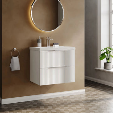 Hudson Reed Fluted 600mm 2 Drawer Wall Hung Vanity Unit & Basin