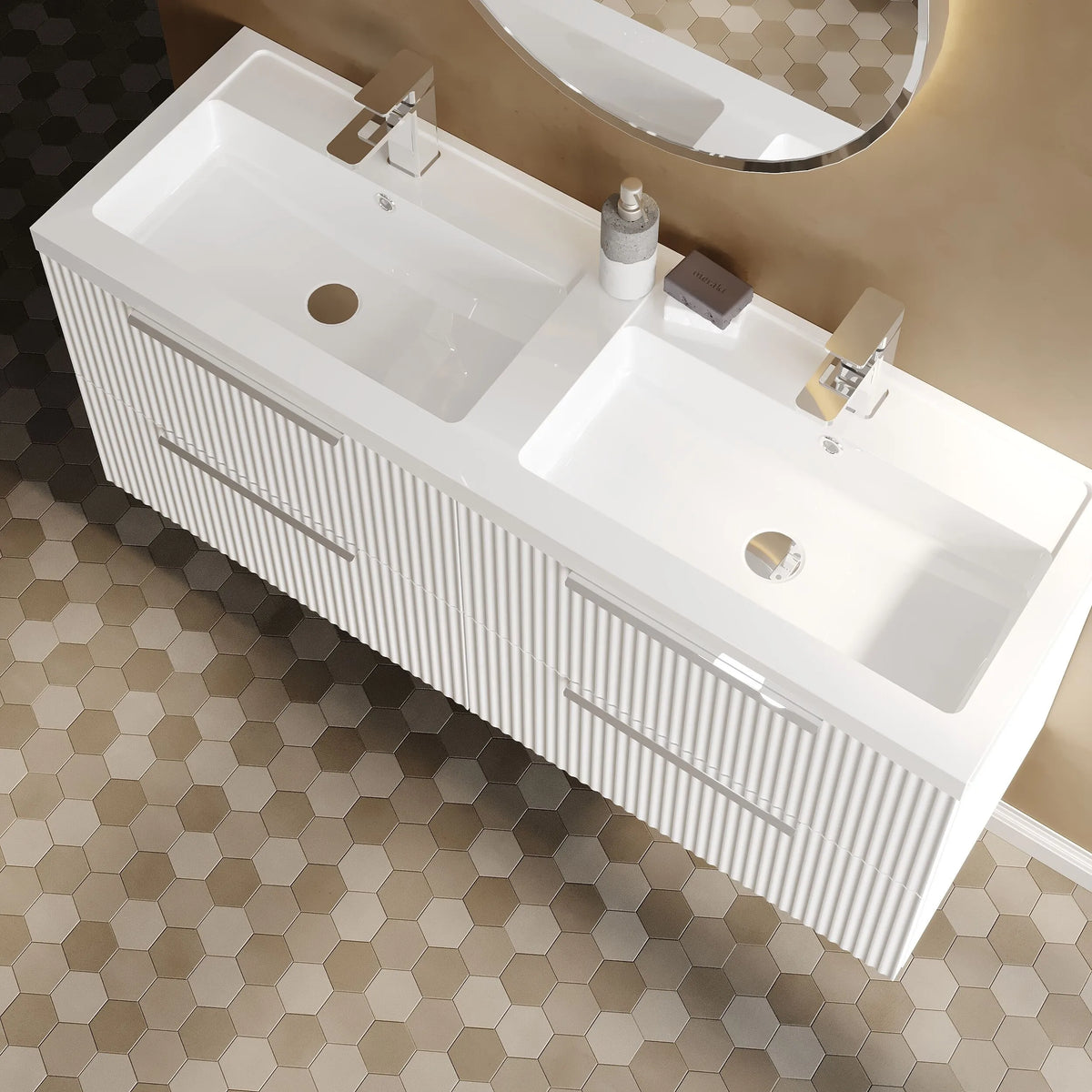 Hudson Reed Fluted 1200mm 4 Drawer Wall Hung Vanity Unit & Basin