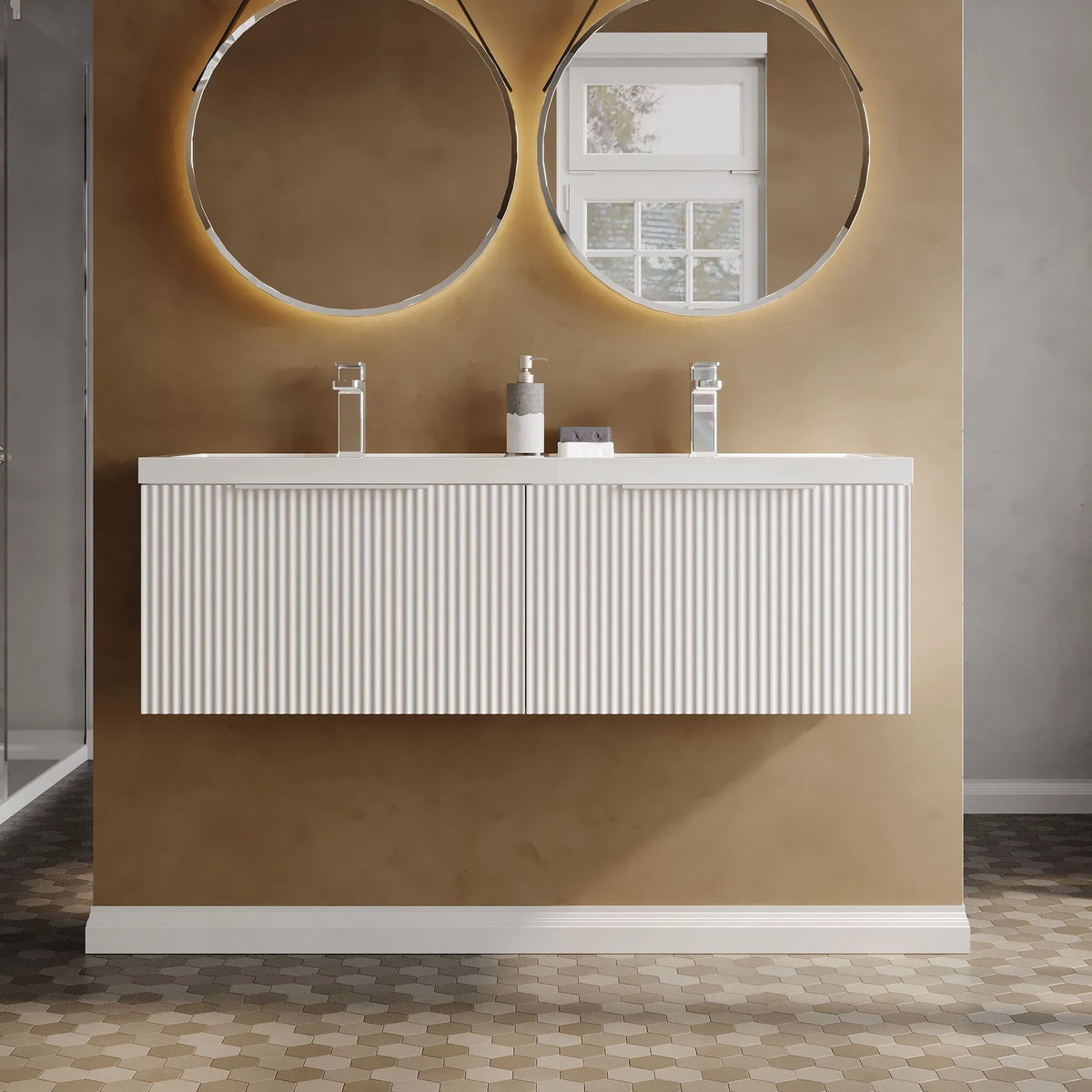 Hudson Reed Fluted 1200mm 2 Drawer Wall Hung Vanity Unit & Basin