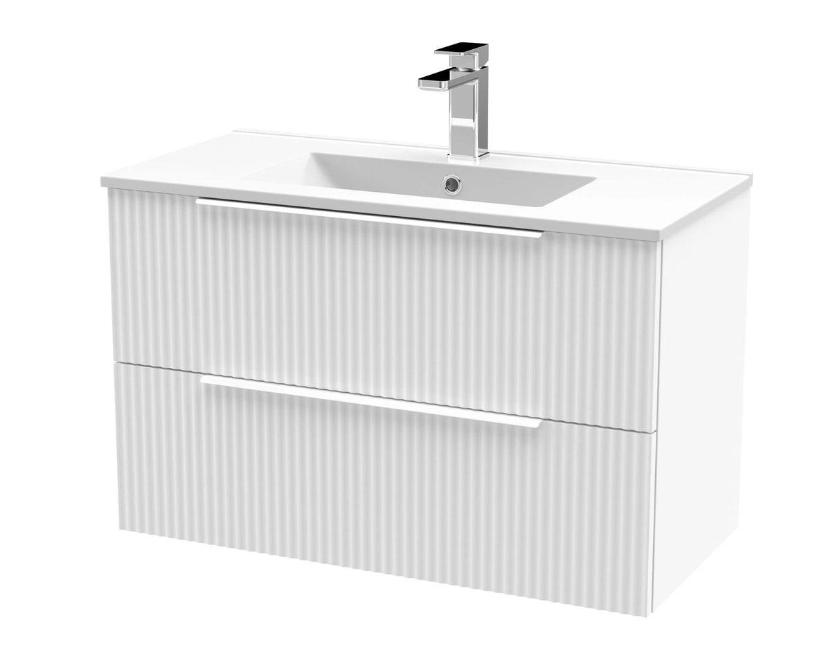 Hudson Reed Fluted 800mm 2 Drawer Wall Hung Vanity Unit & Basin