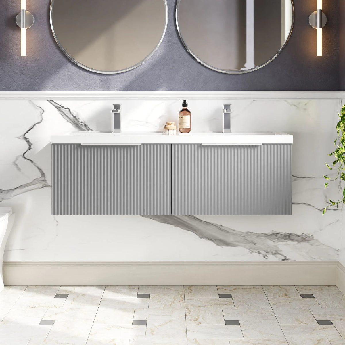 Hudson Reed Fluted 1200mm 2 Drawer Wall Hung Vanity Unit & Basin