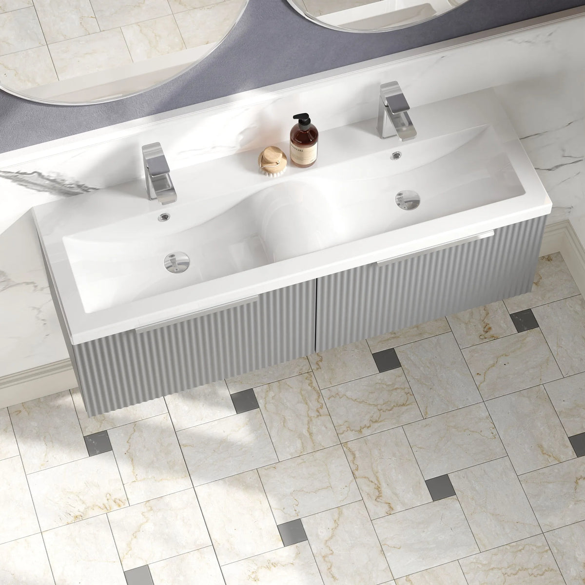 Hudson Reed Fluted 1200mm 2 Drawer Wall Hung Vanity Unit & Basin