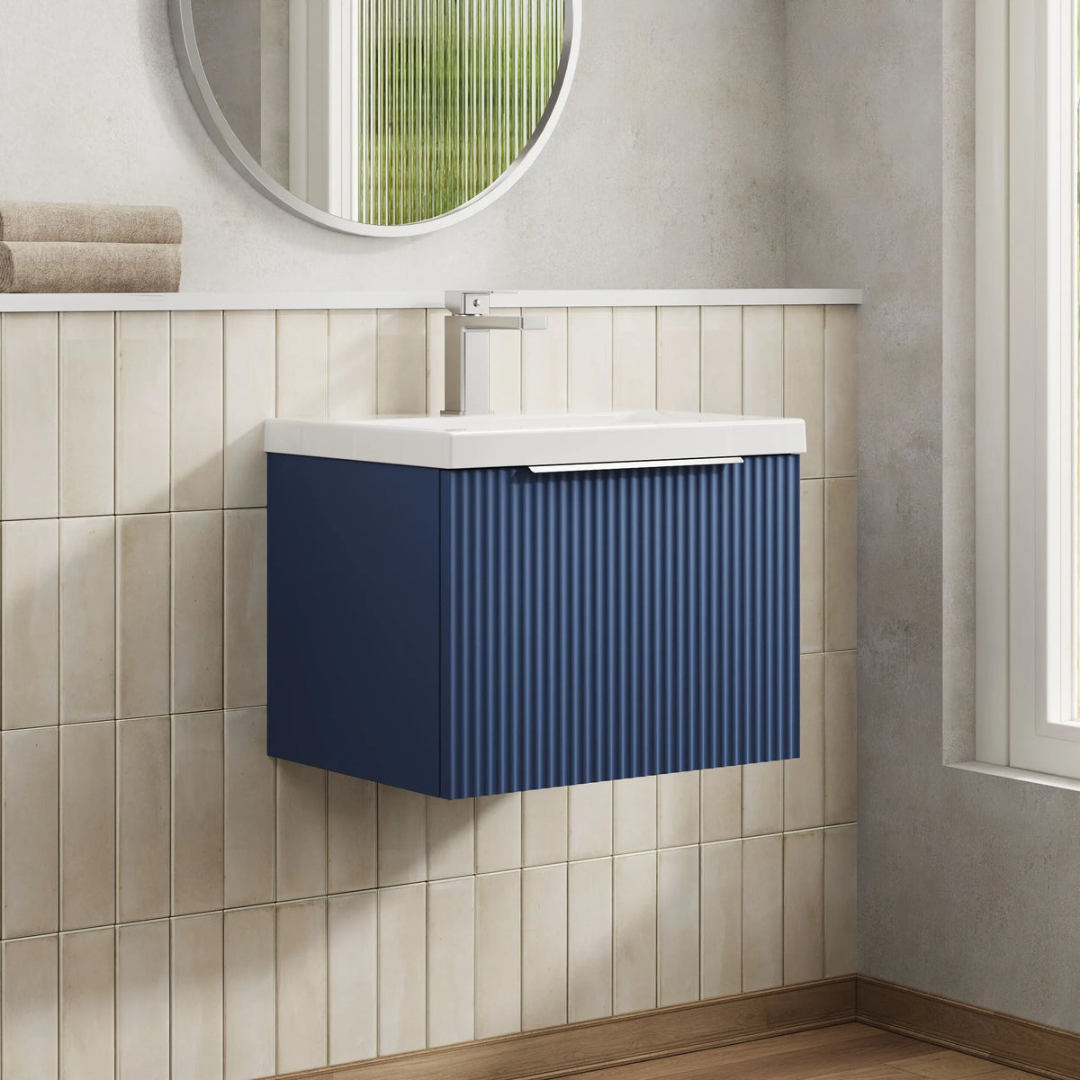 Hudson Reed Fluted 500mm 1 Drawer Wall Hung Vanity Unit & Basin