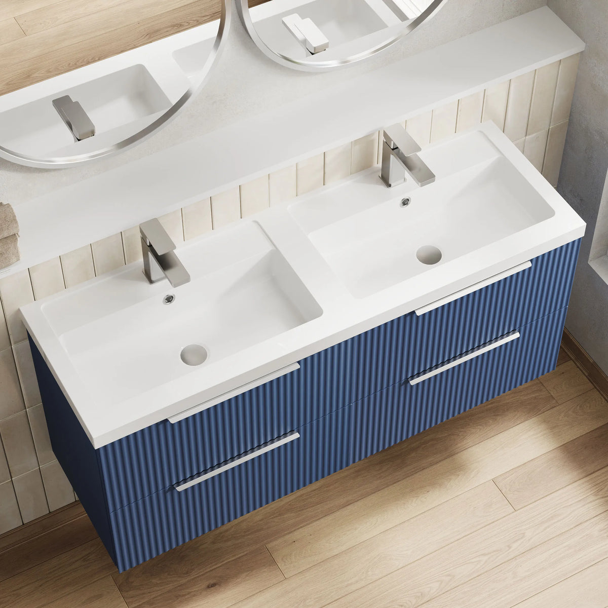 Hudson Reed Fluted 1200mm 4 Drawer Wall Hung Vanity Unit & Basin