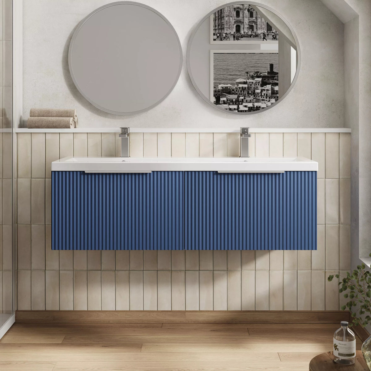 Hudson Reed Fluted 1200mm 2 Drawer Wall Hung Vanity Unit & Basin